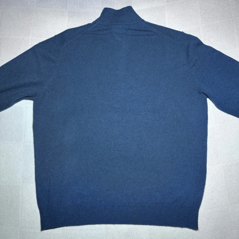 Jos A Bank 1/4 Zip Sweater Mens XL 100% Cashmere Knit Travelers Collection Blue